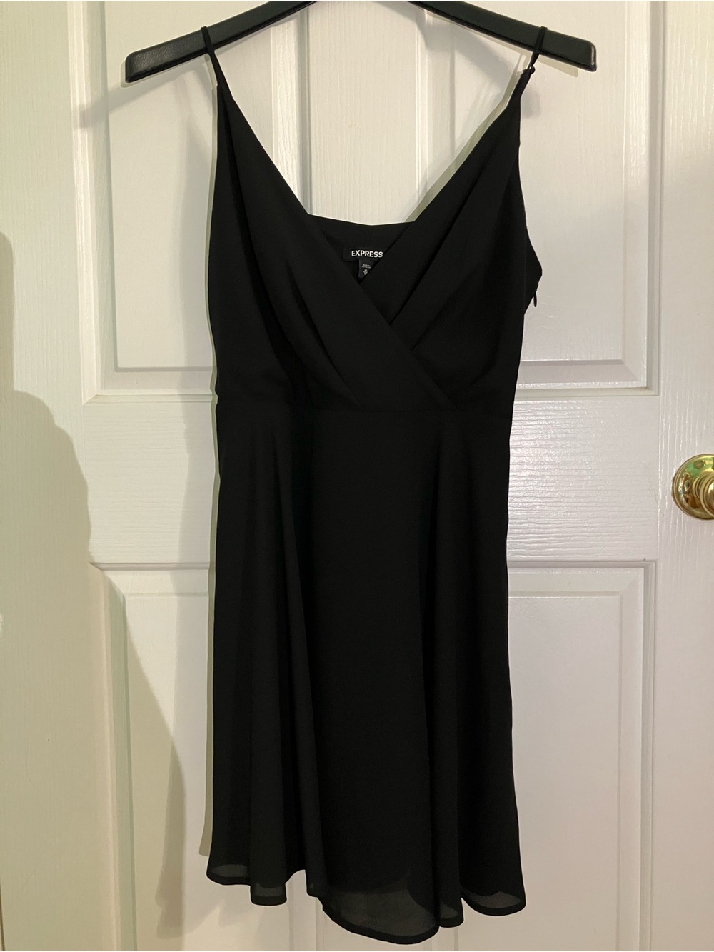 Express Black Spaghetti-Strap Wrap Mini Dress